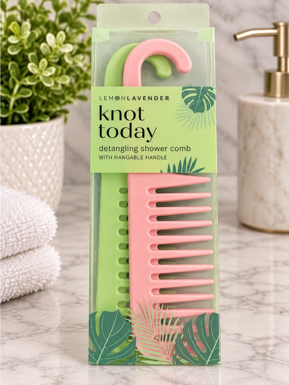 ☀️5/$20 Knot Today Detangling Shower Comb Set with Hangable Handle –